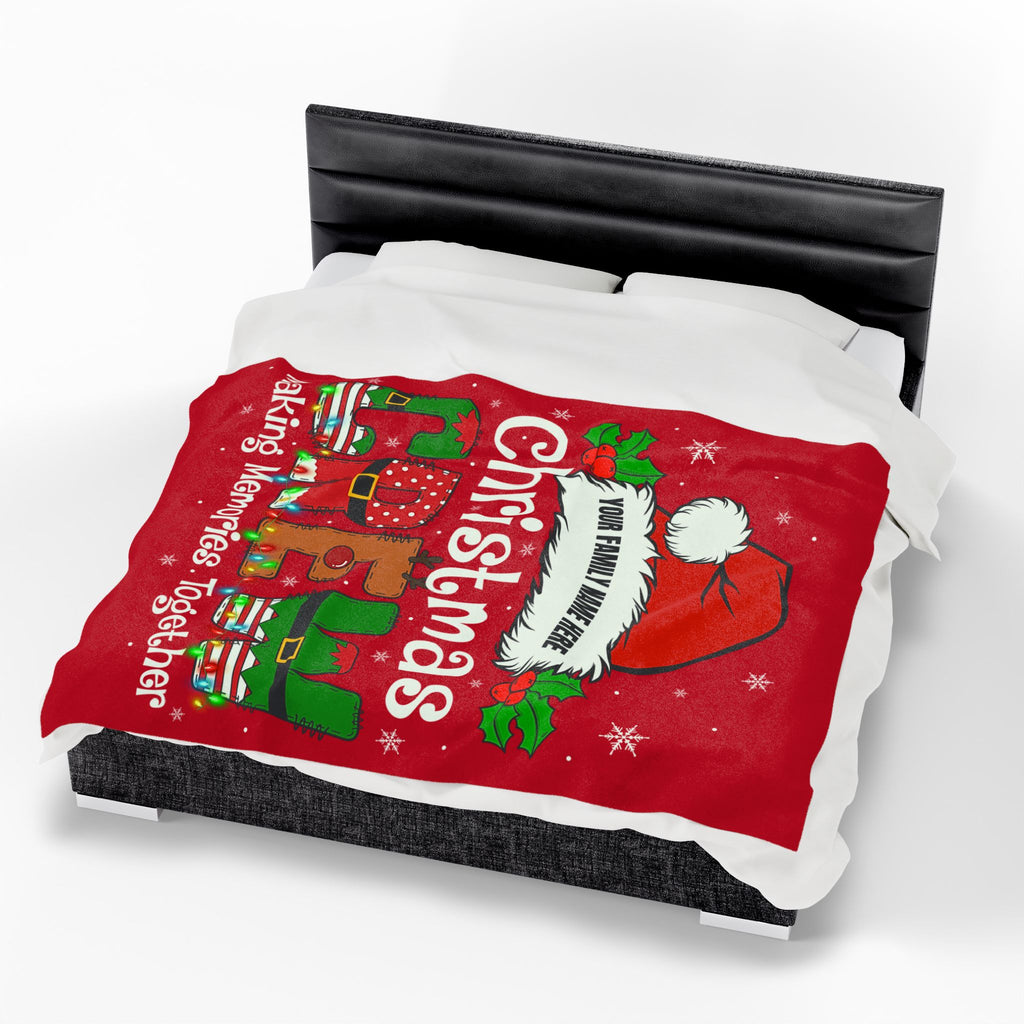 Personalized Christmas Crew Velveteen Plush Blanket Large — "Making Memories Together"