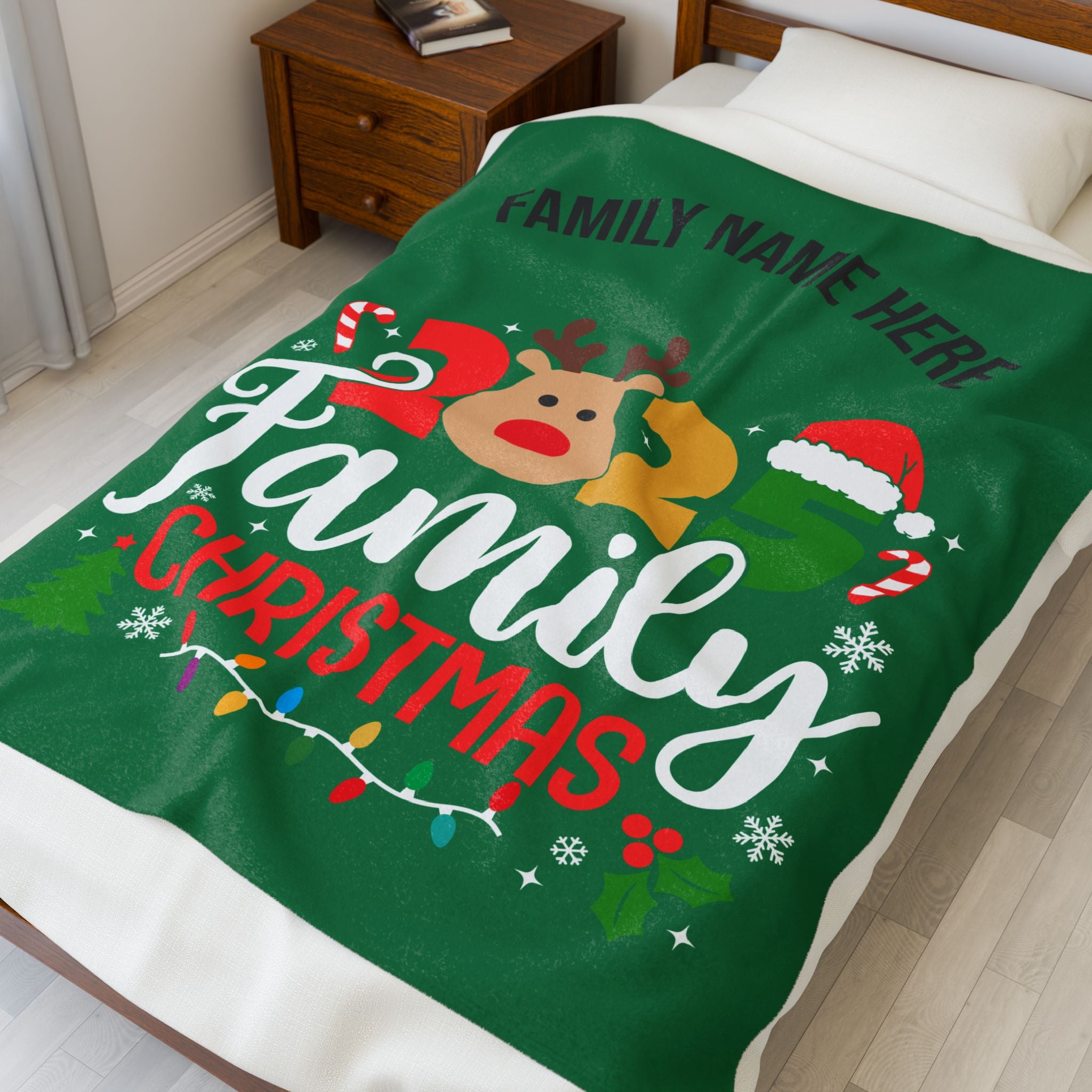 Personalized 2025 Family Christmas Blanket — Custom Name Holiday Plush Throw