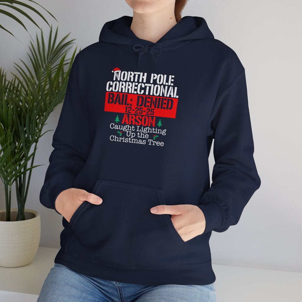 Naughty North Pole Hoodie - Christmas Humor Sweatshirt for Holiday Cheer