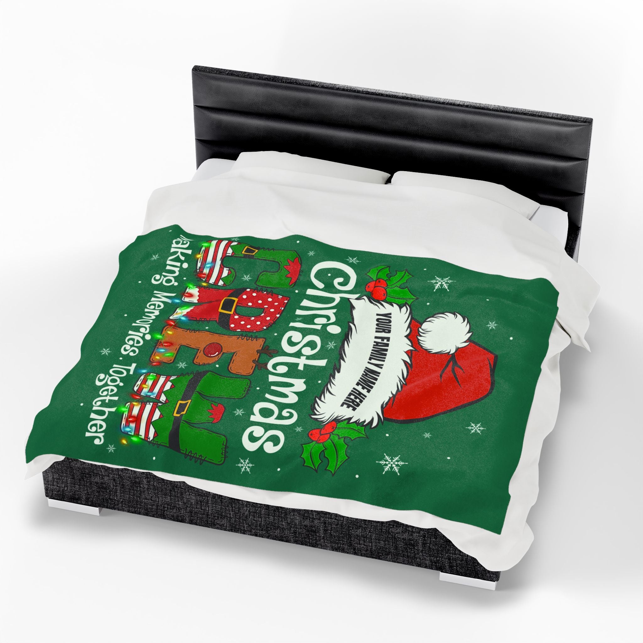 Personalized Christmas Crew Velveteen Plush Blanket Large — "Making Memories Together"