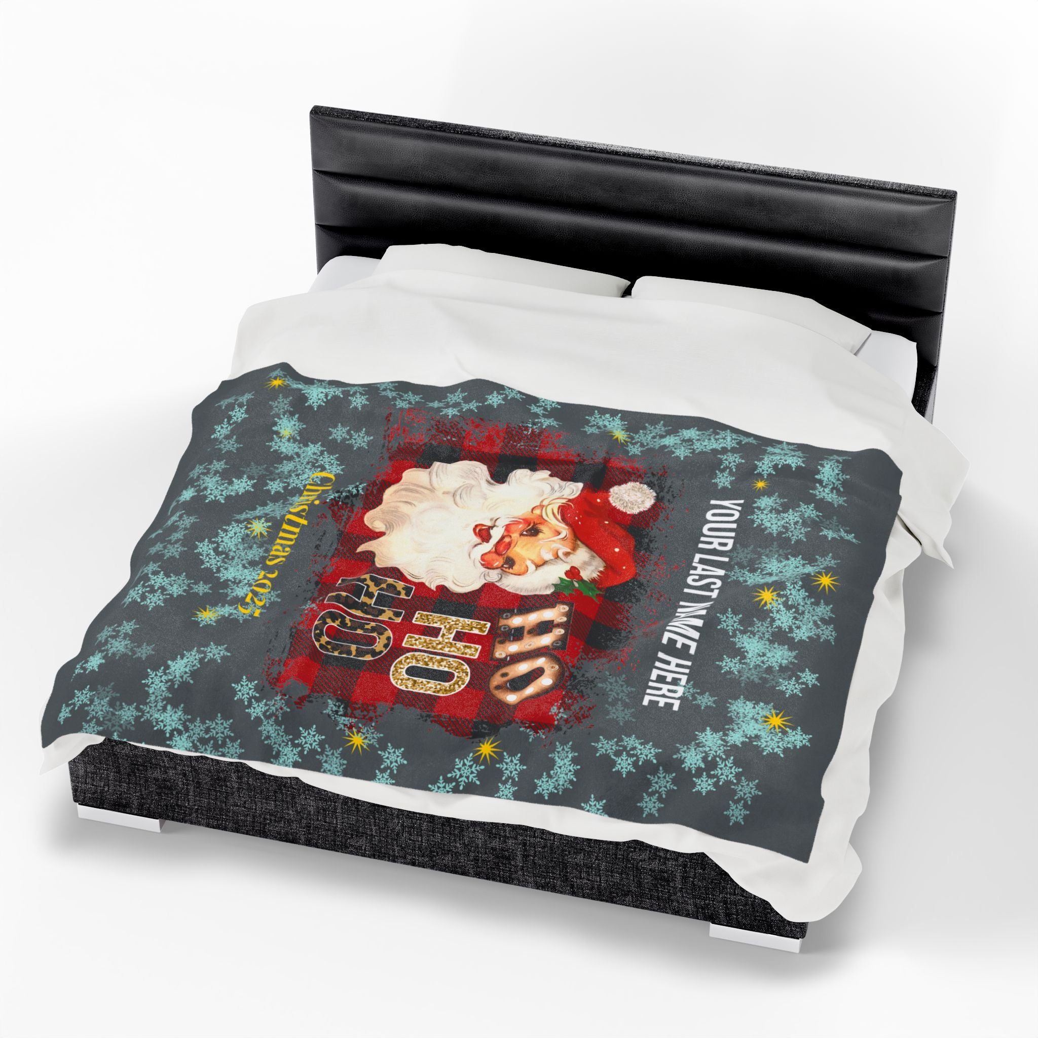 Personalized Christmas Santa Plush Blanket Large — 'Your Family Name Here' | Family Christmas 2025