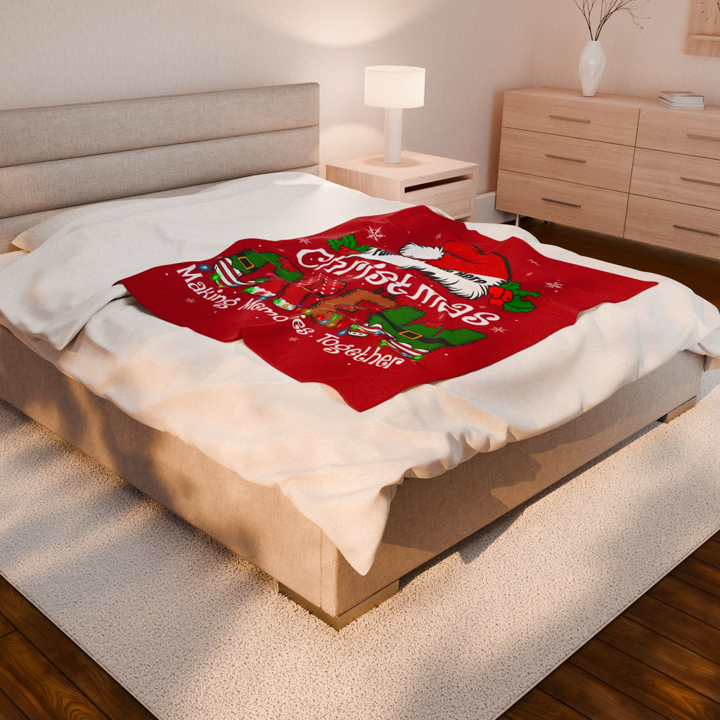 Personalized Christmas Crew Velveteen Plush Blanket — "Making Memories Together"
