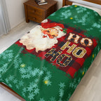 Vintage Santa 'Ho Ho Ho' Velveteen Plush Christmas Blanket — Cozy Holiday Throw