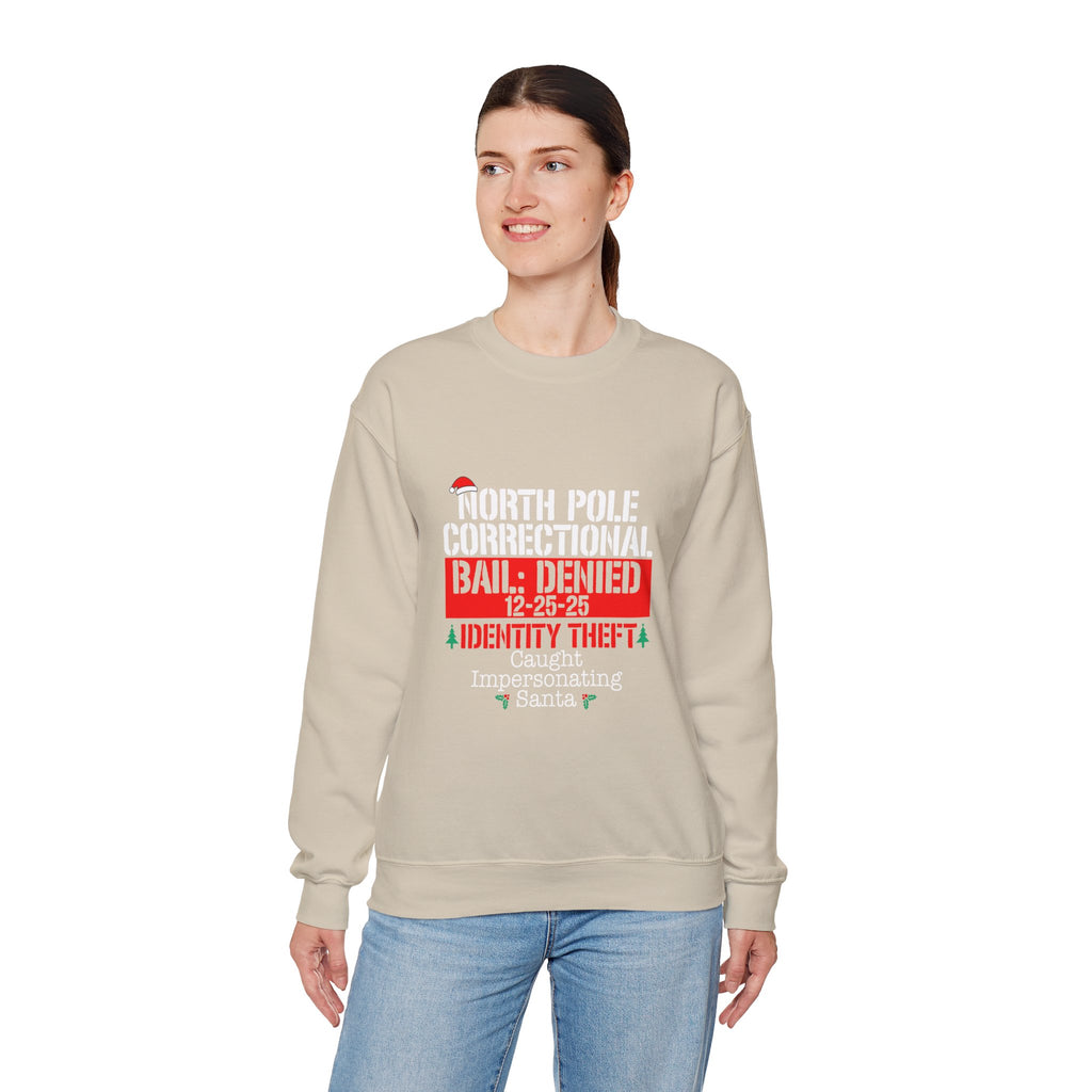 North Pole Correctional Crewneck Sweatshirt - Caught Impersonating Santa