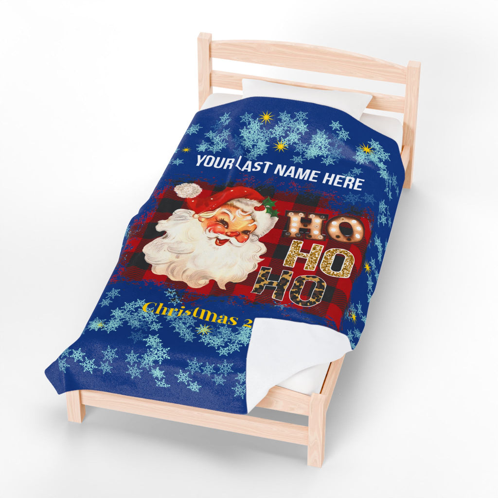 Personalized Christmas Santa Plush Blanket Large — 'Your Family Name Here' | Family Christmas 2025