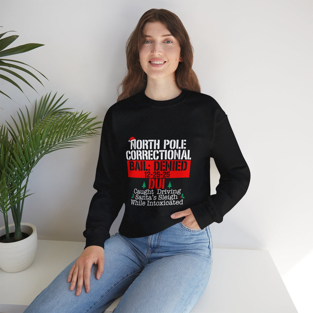 Holiday Humor Crewneck Sweatshirt - North Pole Bail Denied