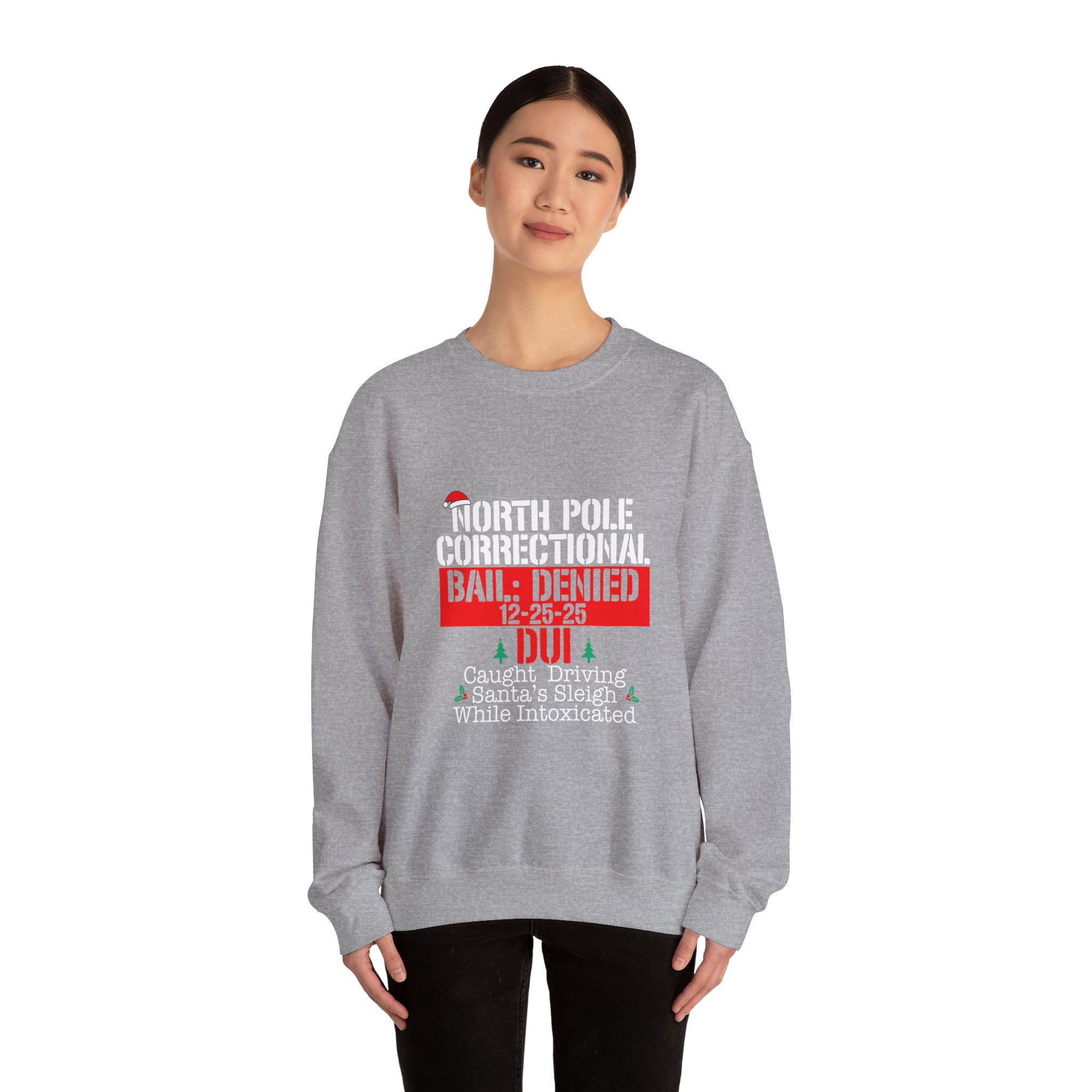 Holiday Humor Crewneck Sweatshirt - North Pole Bail Denied