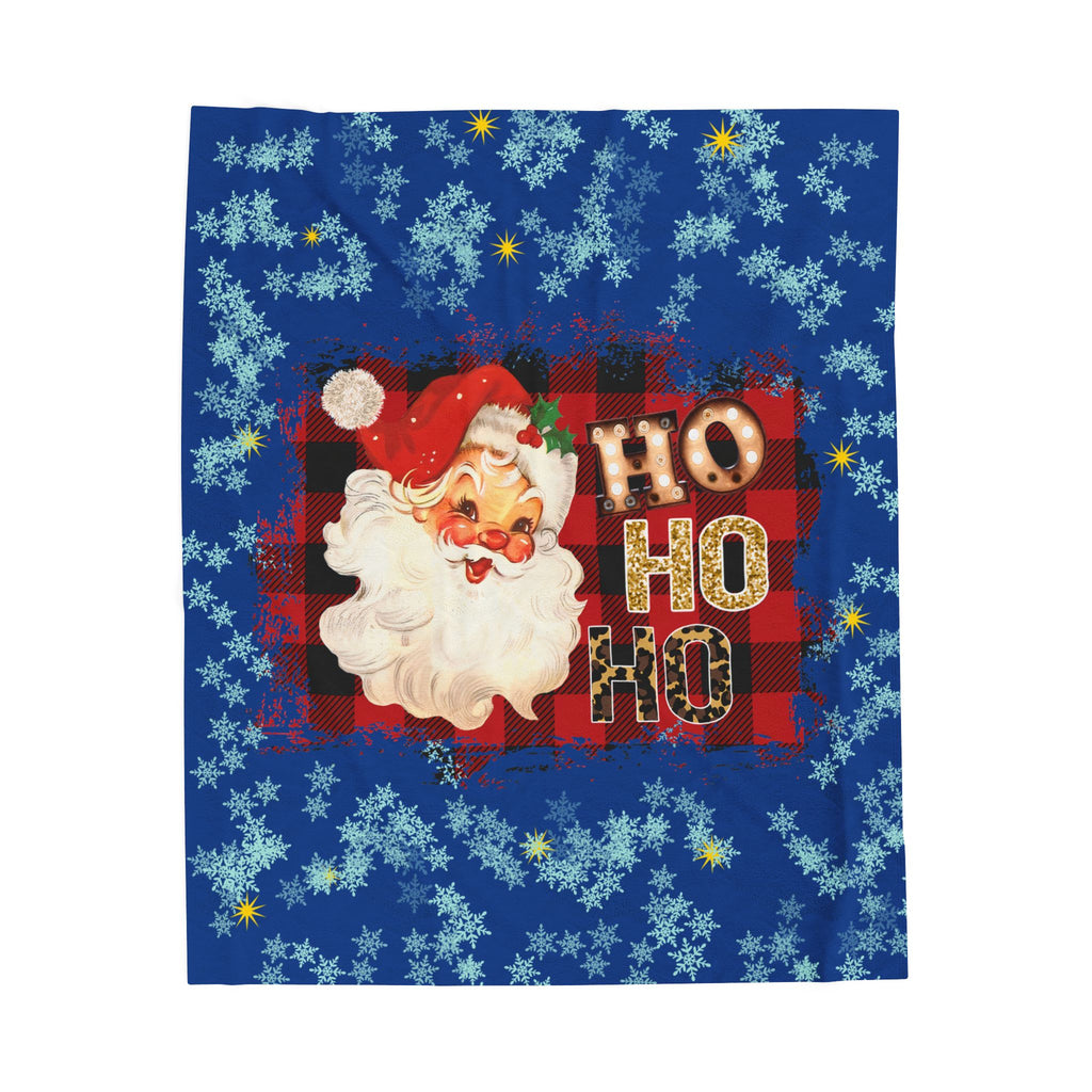 Vintage Santa 'Ho Ho Ho' Velveteen Plush Christmas Blanket — Cozy Holiday Throw