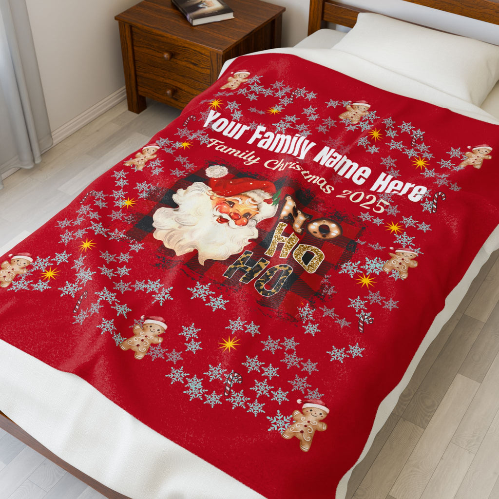 Personalized Christmas Santa Plush Blanket — 'Your Family Name Here' | Family Christmas 2025