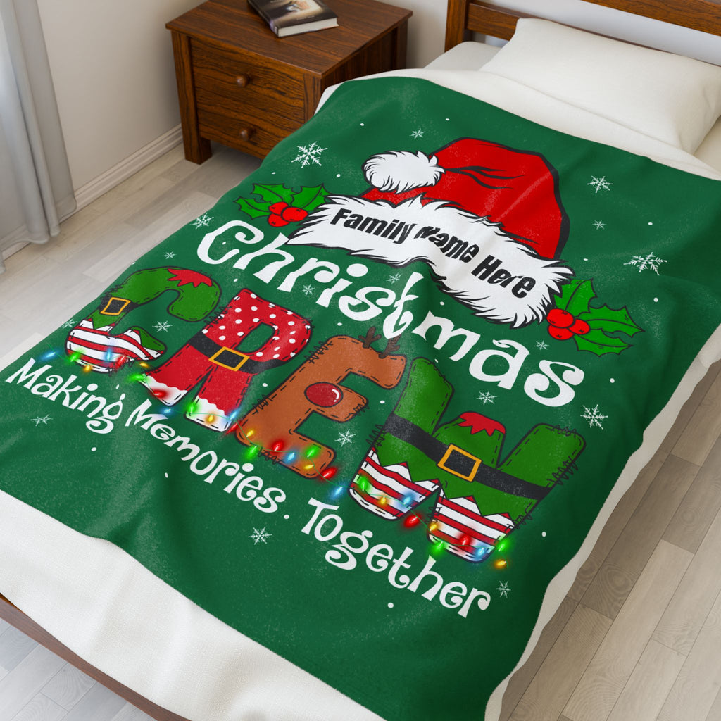 Personalized Christmas Crew Velveteen Plush Blanket — "Making Memories Together"
