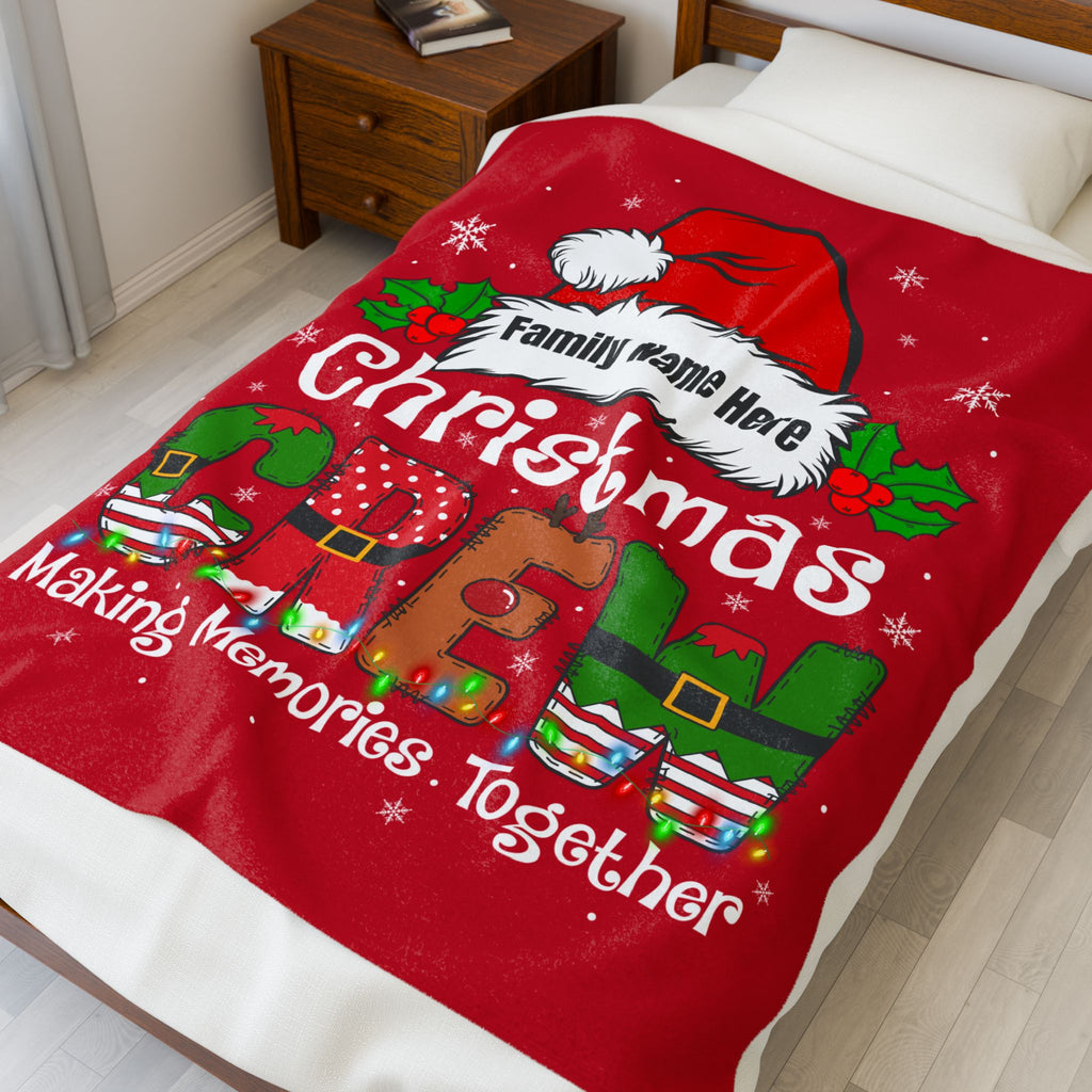 Personalized Christmas Crew Velveteen Plush Blanket — "Making Memories Together"