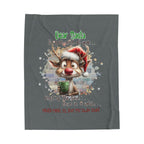 Christmas Reindeer Velveteen Plush Blanket – “Dear Santa I’ve Been Good All Year” Holiday Throw