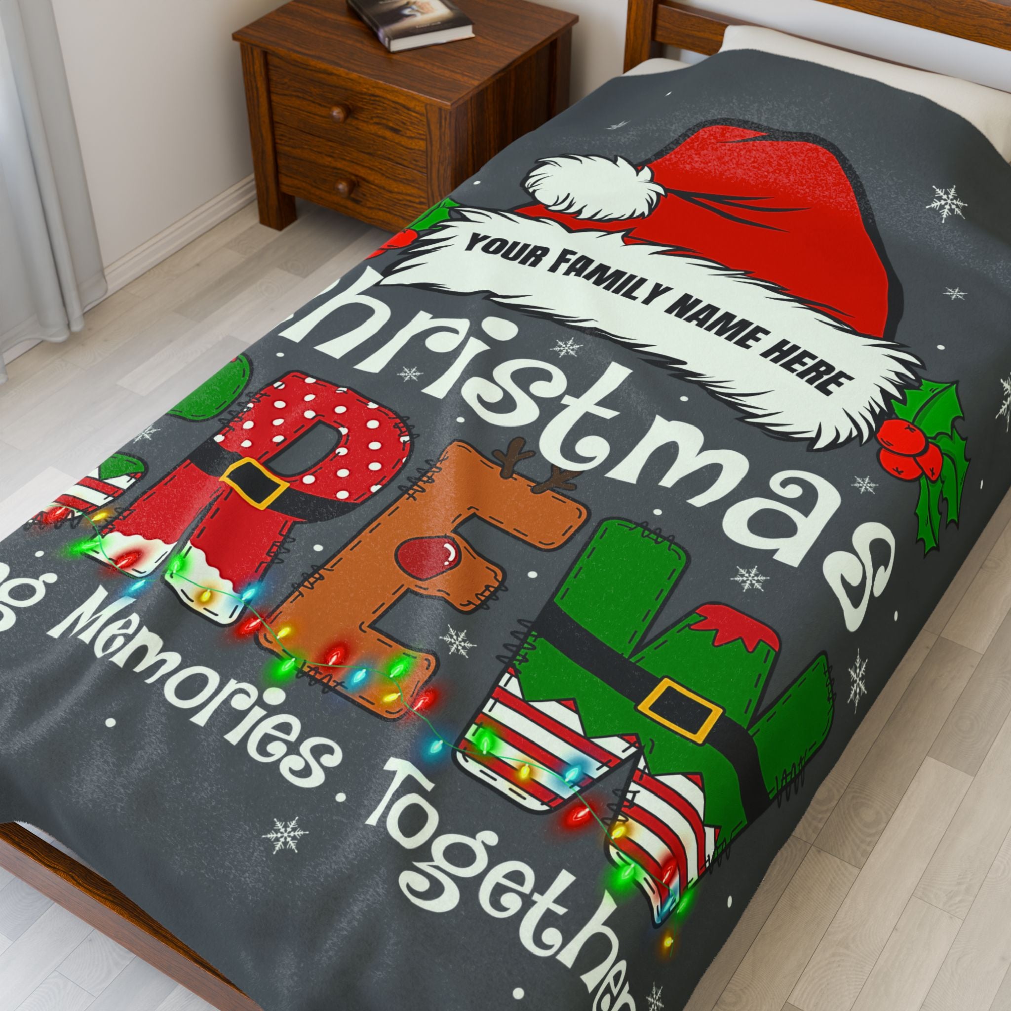 Personalized Christmas Crew Velveteen Plush Blanket Large — "Making Memories Together"