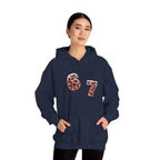 67 Floral Patch Hoodie – Vintage Number Graphic Hooded Sweatshirt