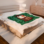 Vintage Santa 'Ho Ho Ho' Velveteen Plush Christmas Blanket — Cozy Holiday Throw