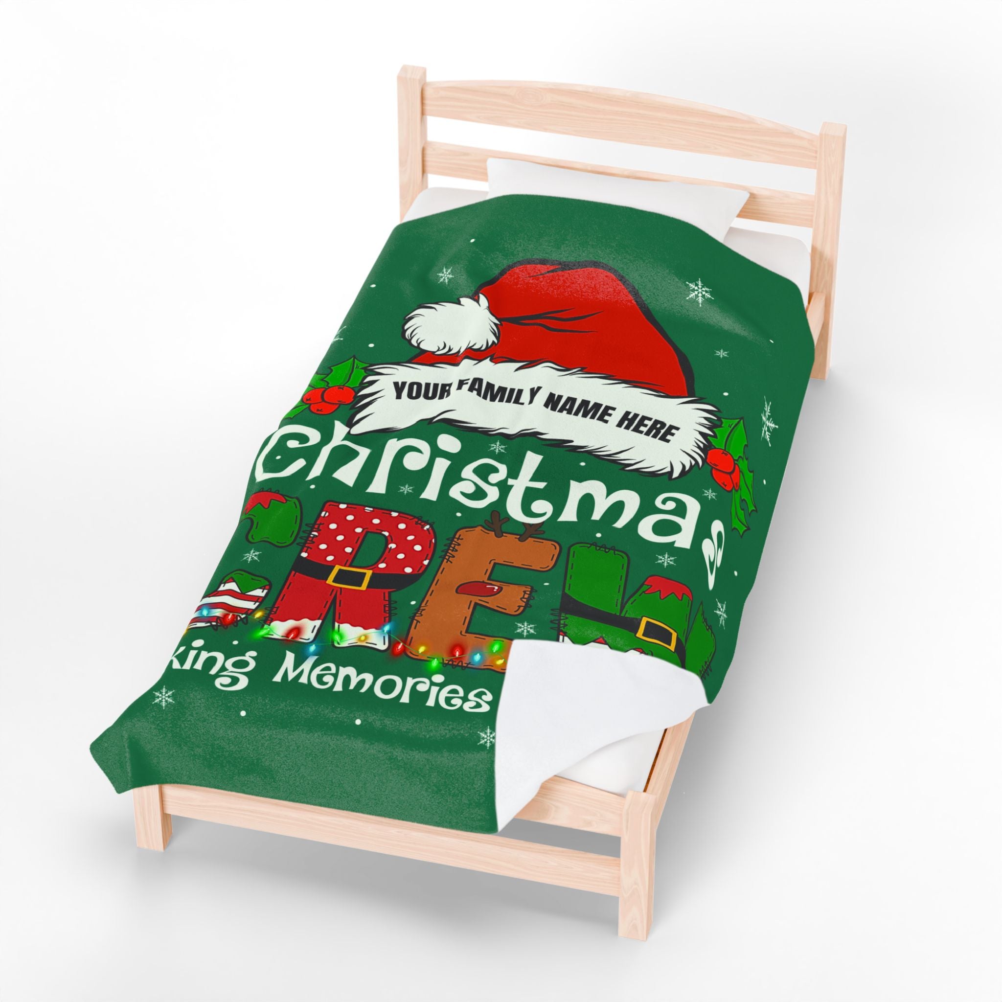 Personalized Christmas Crew Velveteen Plush Blanket Large — "Making Memories Together"
