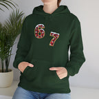 67 Floral Patch Hoodie – Vintage Number Graphic Hooded Sweatshirt