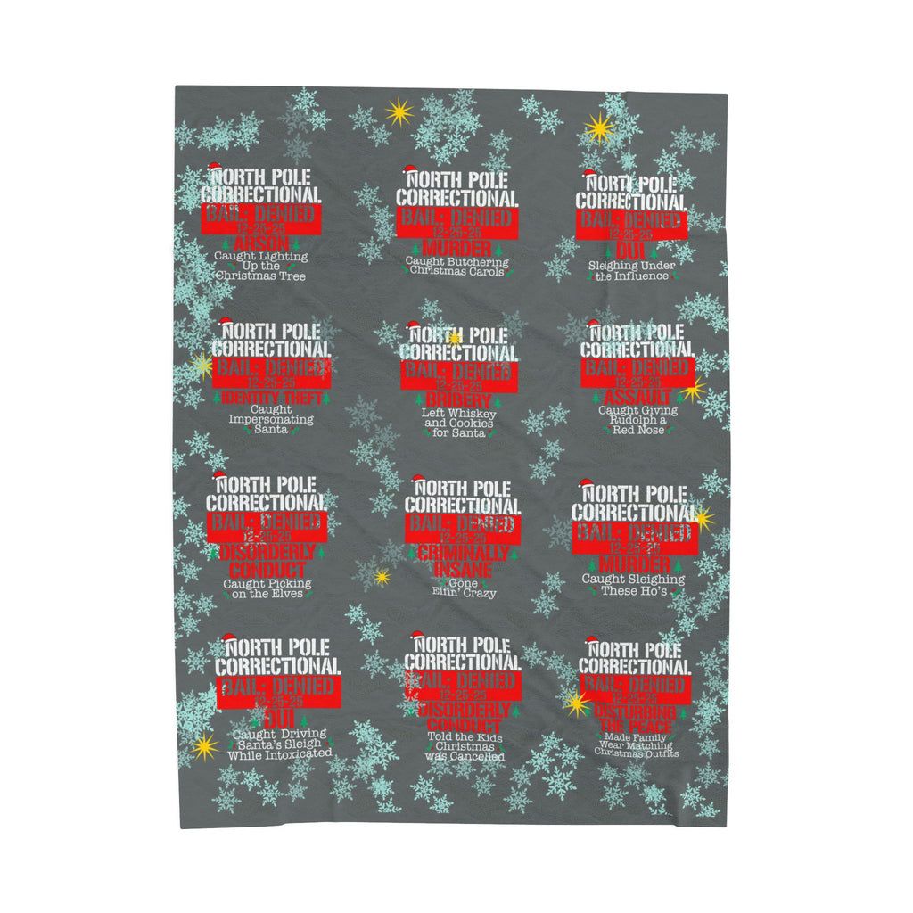 North Pole Correctional Velveteen Plush Blanket - Cozy Holiday Throw
