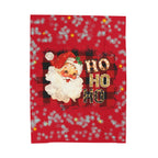 Vintage Santa 'Ho Ho Ho' Velveteen Plush Christmas Blanket — Cozy Holiday Throw