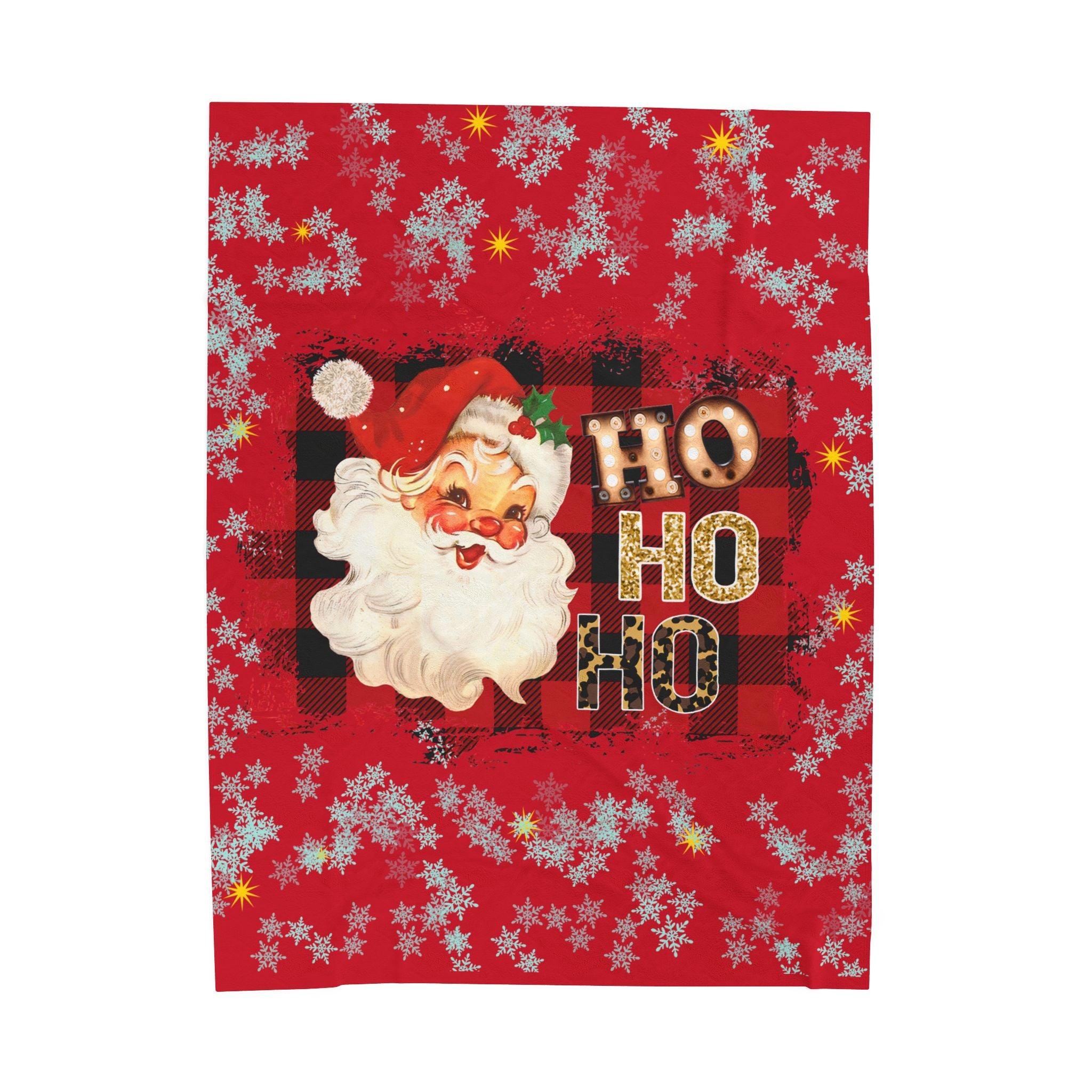 Vintage Santa 'Ho Ho Ho' Velveteen Plush Christmas Blanket — Cozy Holiday Throw