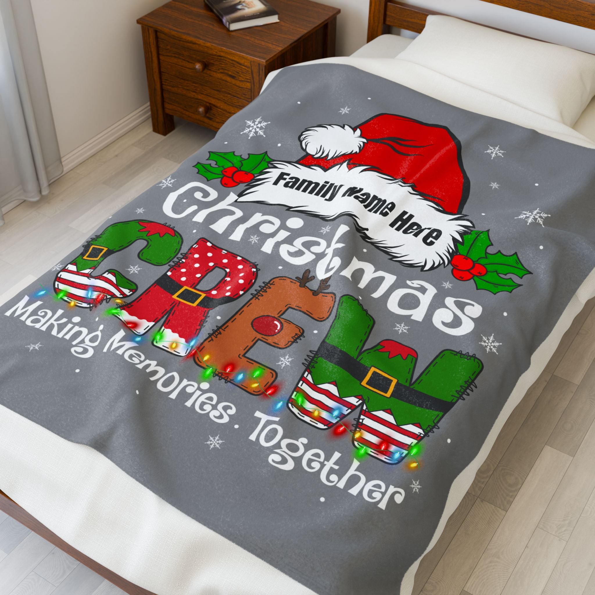 Personalized Christmas Crew Velveteen Plush Blanket — "Making Memories Together"