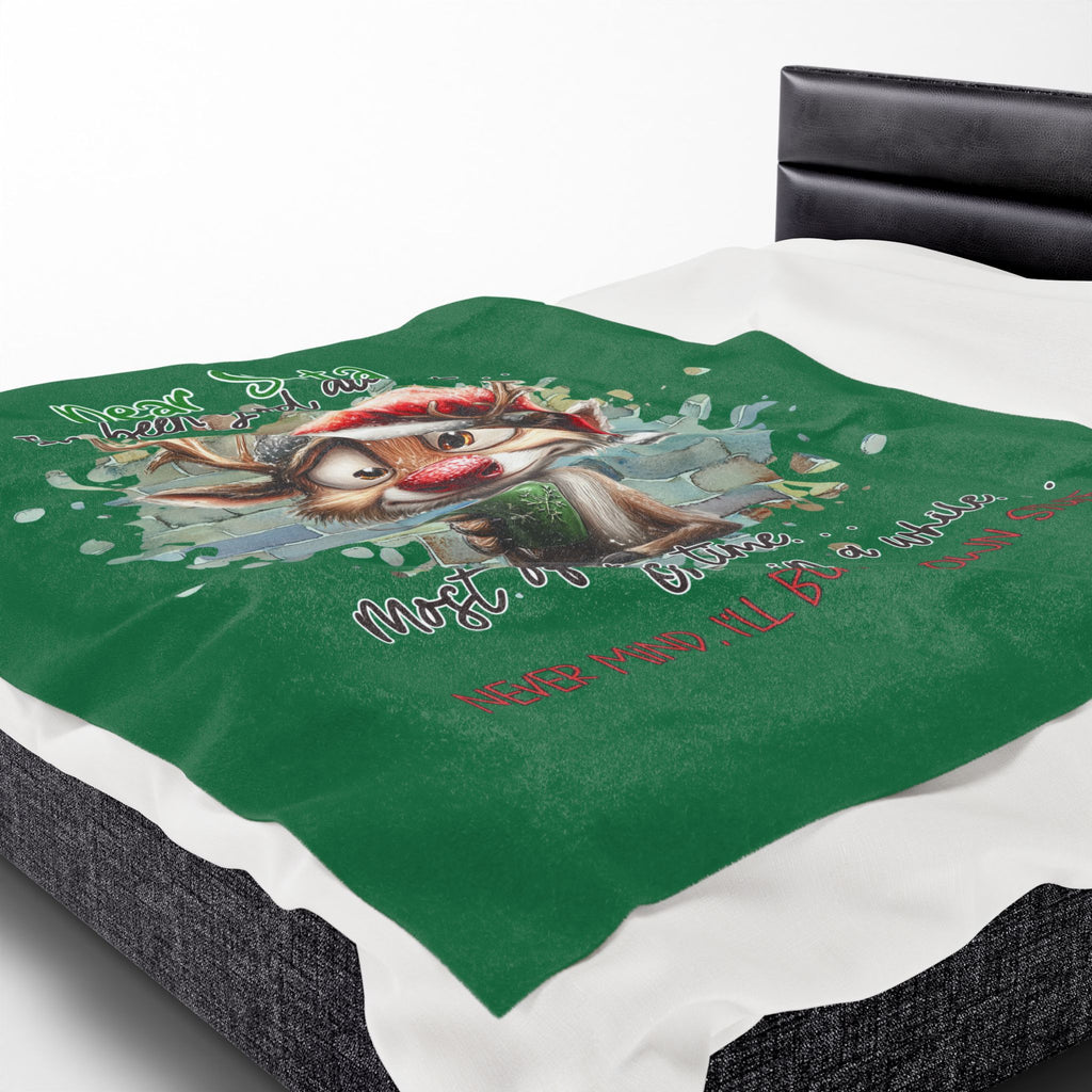 Christmas Reindeer Velveteen Plush Blanket – “Dear Santa I’ve Been Good All Year” Holiday Throw