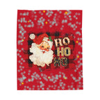 Vintage Santa 'Ho Ho Ho' Velveteen Plush Christmas Blanket — Cozy Holiday Throw