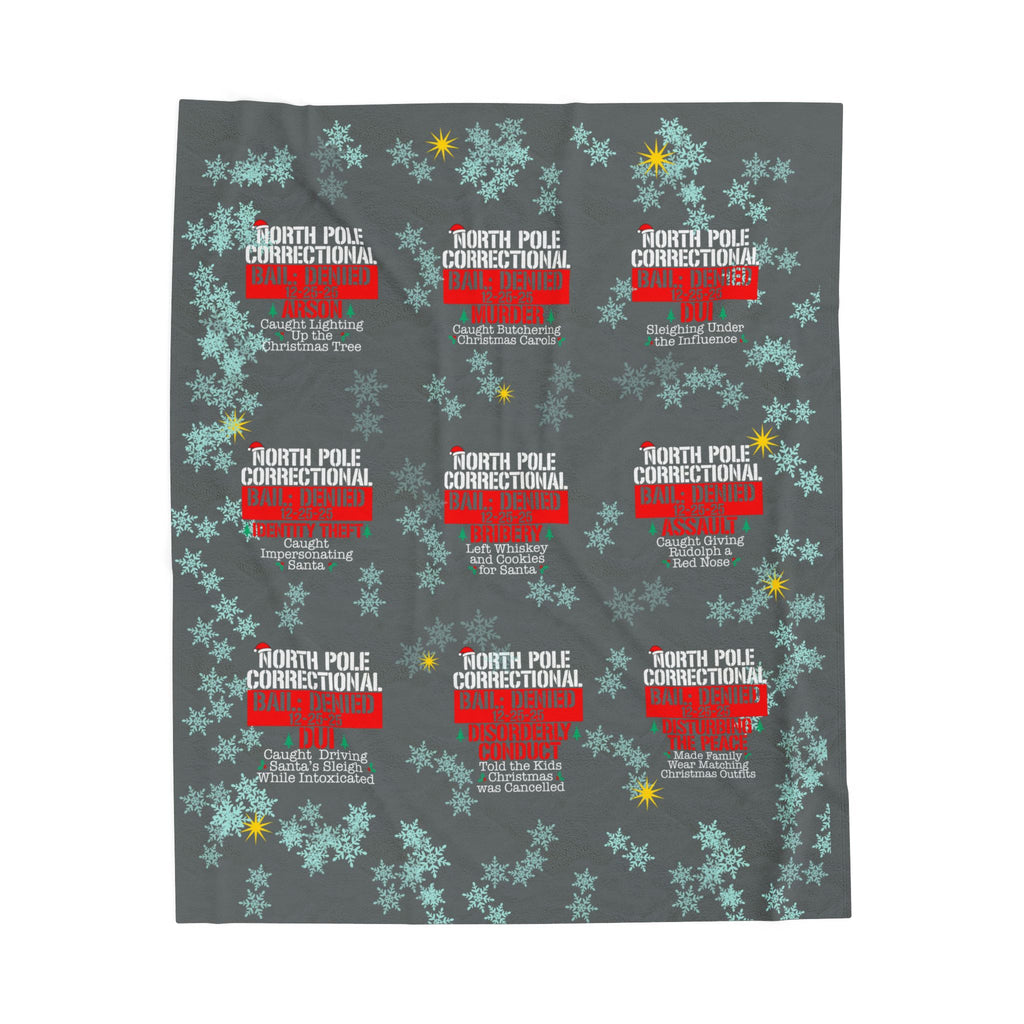 North Pole Correctional Velveteen Plush Blanket - Cozy Holiday Throw