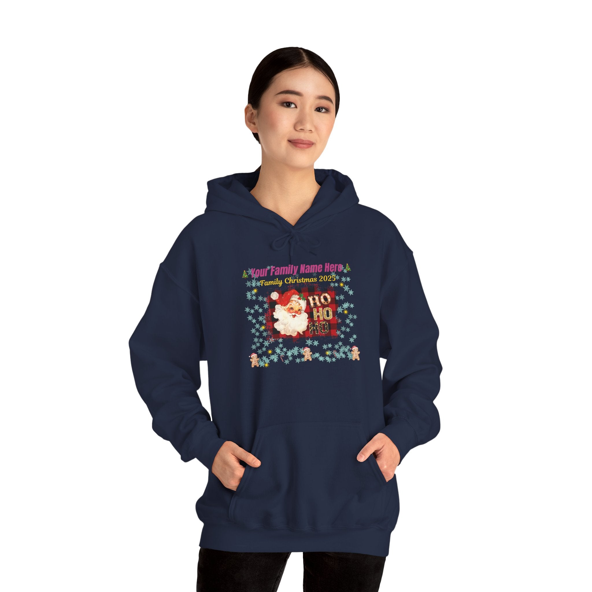 Personalized 'Ho Ho Ho' Santa Hoodie - Custom Family Name Christmas Sweatshirt