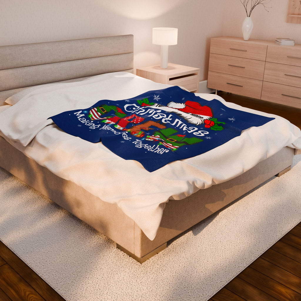 Personalized Christmas Crew Velveteen Plush Blanket — "Making Memories Together"