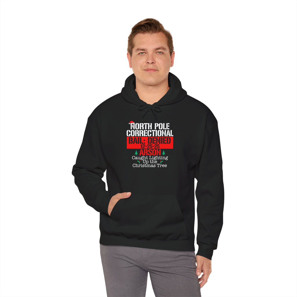 Naughty North Pole Hoodie - Christmas Humor Sweatshirt for Holiday Cheer