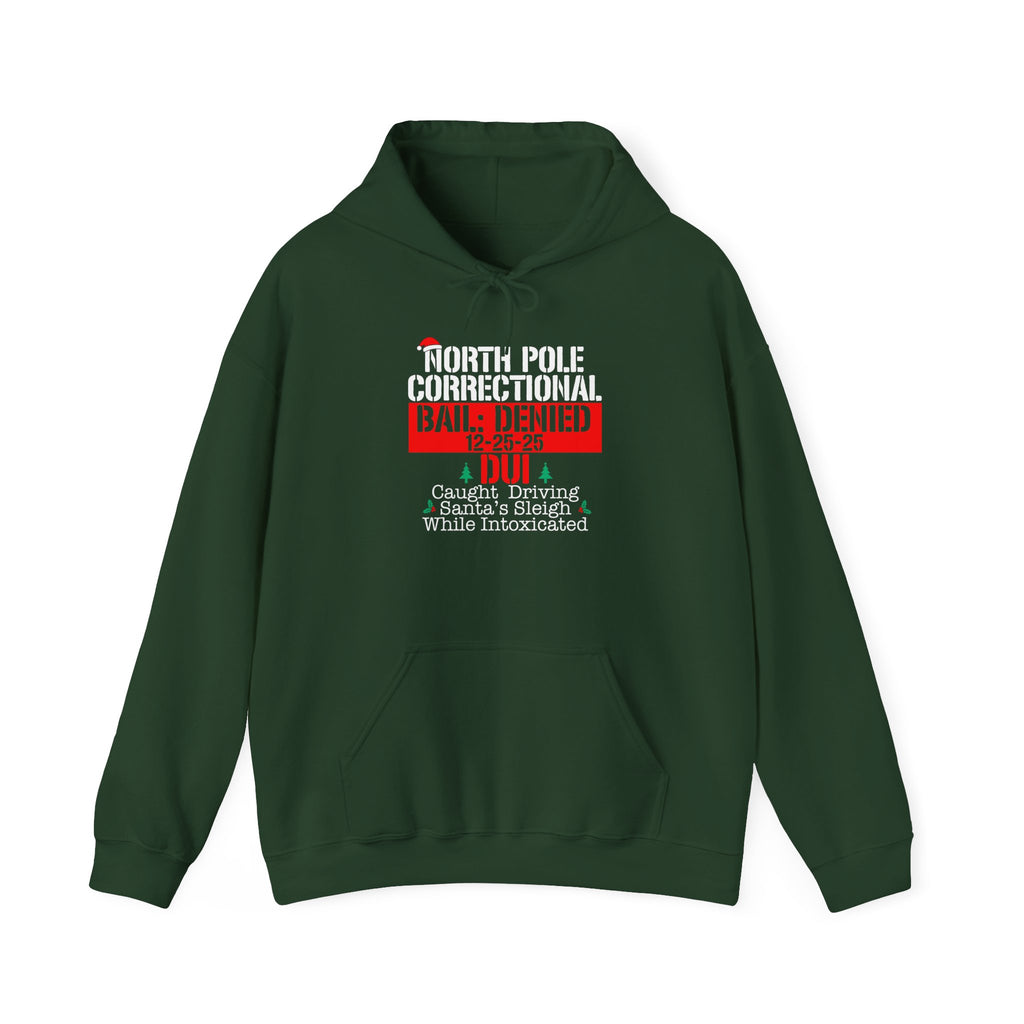 North Pole Correctional Hoodie - Unisex Heavy Blend™ Sweatshirt for Holiday Humor
