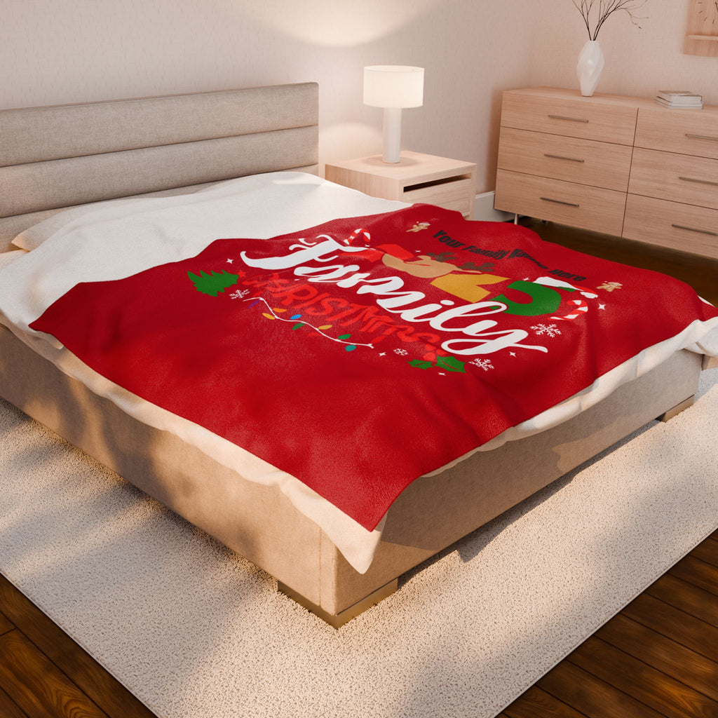 Personalized Christmas Crew Velveteen Plush Blanket Large — "Making Memories Together"