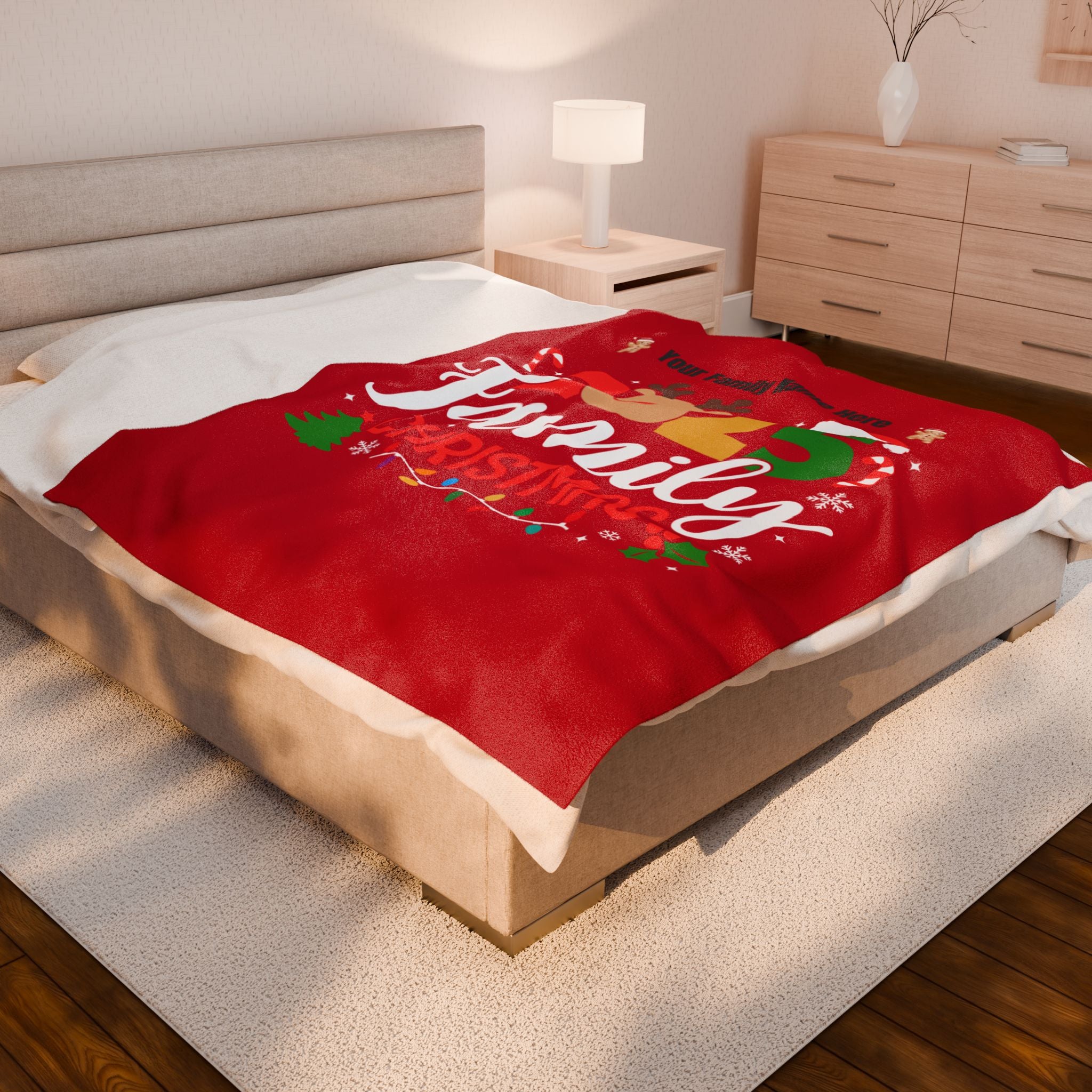 Personalized Christmas Crew Velveteen Plush Blanket Large — "Making Memories Together"