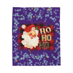 Vintage Santa 'Ho Ho Ho' Velveteen Plush Christmas Blanket — Cozy Holiday Throw