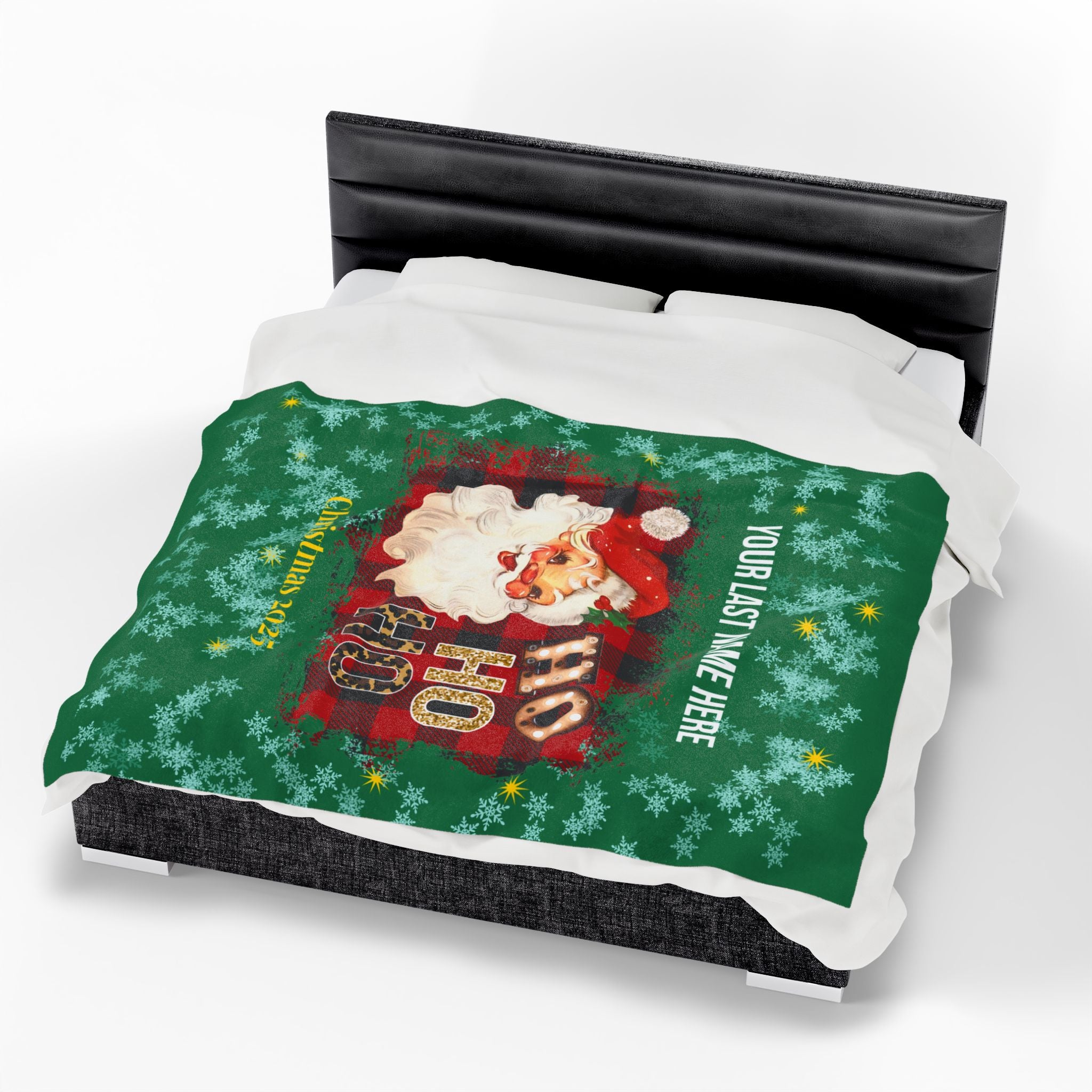 Personalized Christmas Santa Plush Blanket Large — 'Your Family Name Here' | Family Christmas 2025