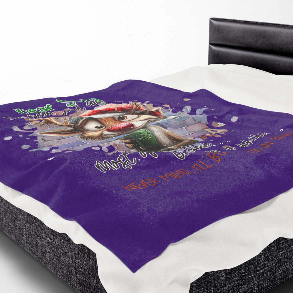 Christmas Reindeer Velveteen Plush Blanket – “Dear Santa I’ve Been Good All Year” Holiday Throw
