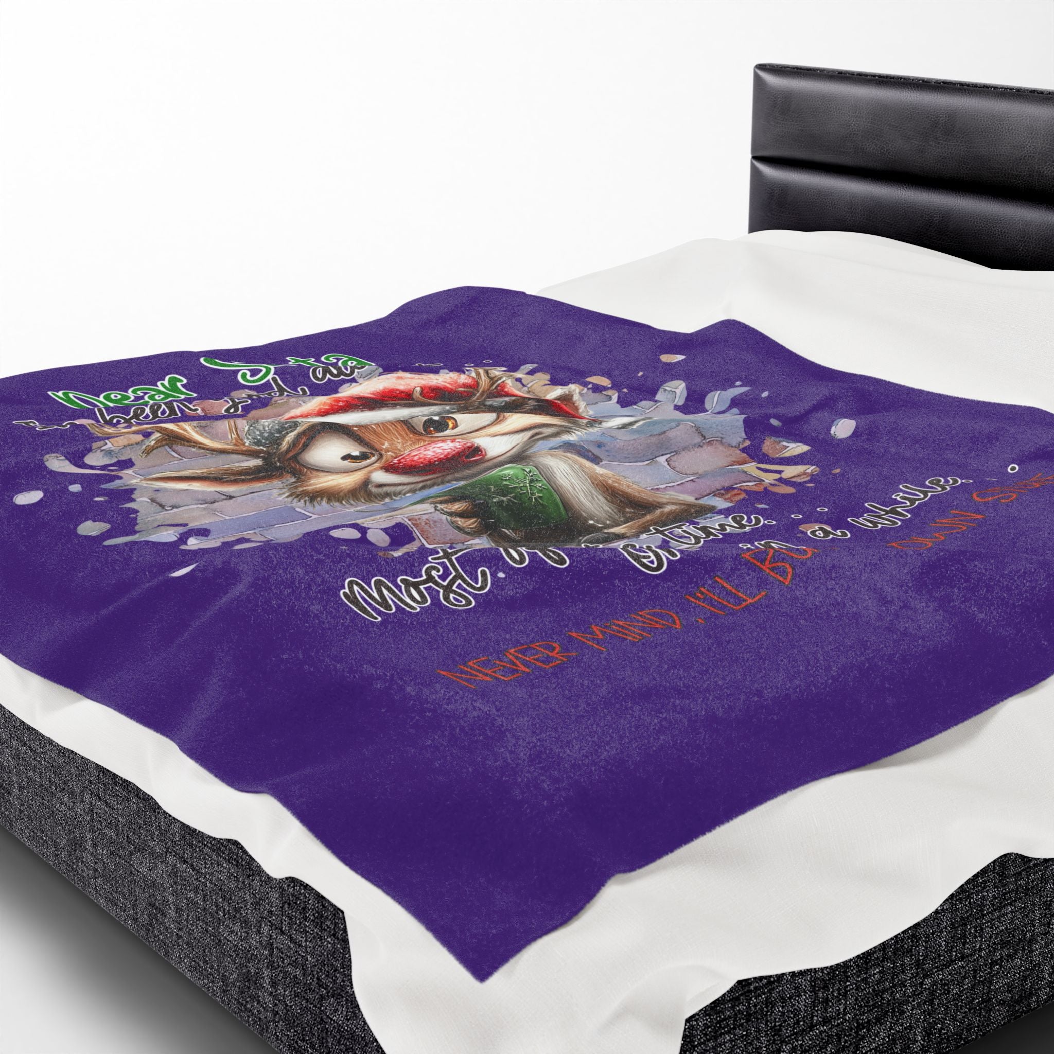 Christmas Reindeer Velveteen Plush Blanket – “Dear Santa I’ve Been Good All Year” Holiday Throw