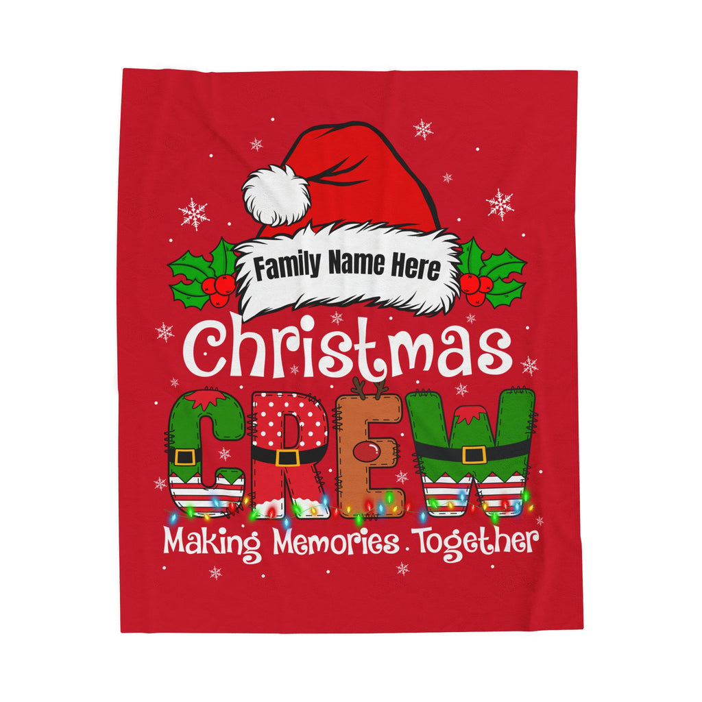 Personalized Christmas Crew Velveteen Plush Blanket — "Making Memories Together"