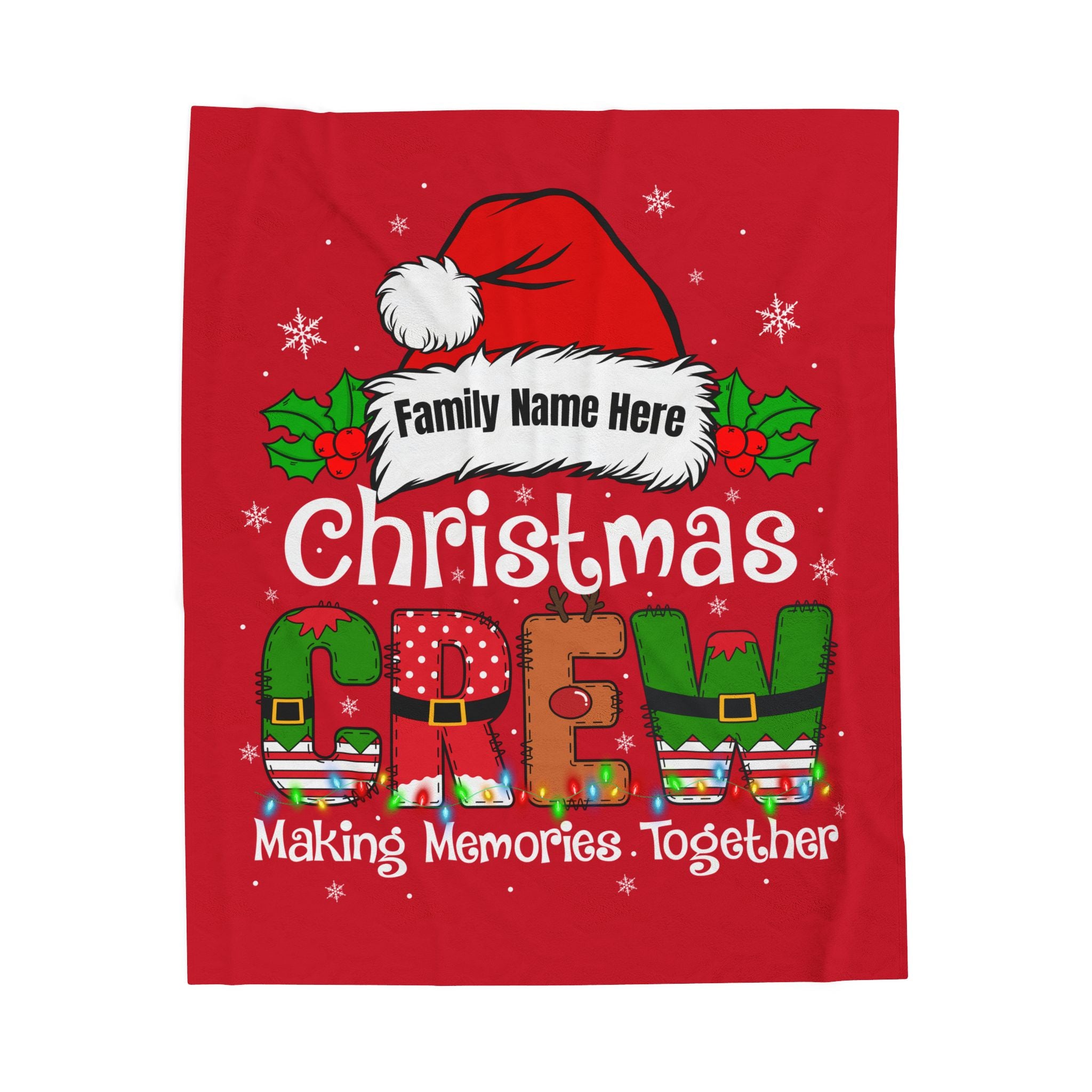 Personalized Christmas Crew Velveteen Plush Blanket — "Making Memories Together"