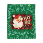 Vintage Santa 'Ho Ho Ho' Velveteen Plush Christmas Blanket — Cozy Holiday Throw