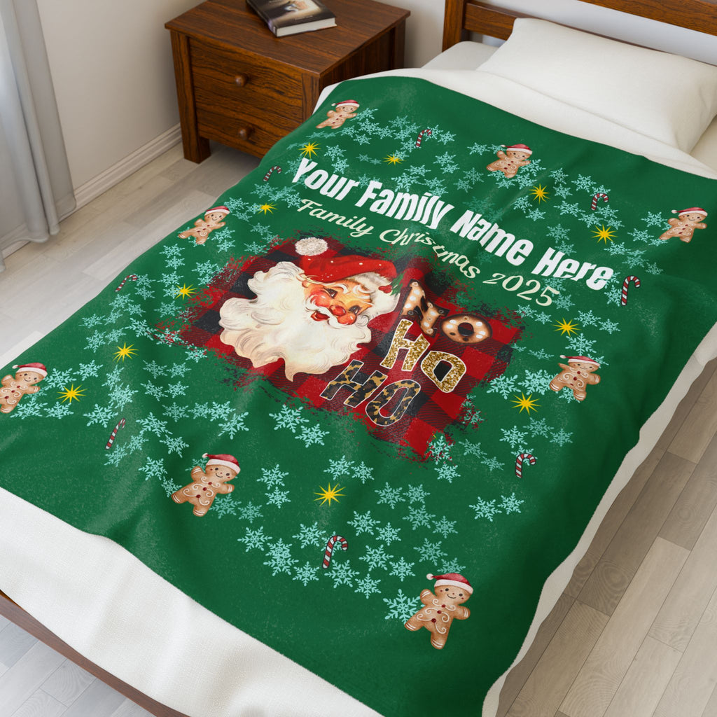 Personalized Christmas Santa Plush Blanket — 'Your Family Name Here' | Family Christmas 2025