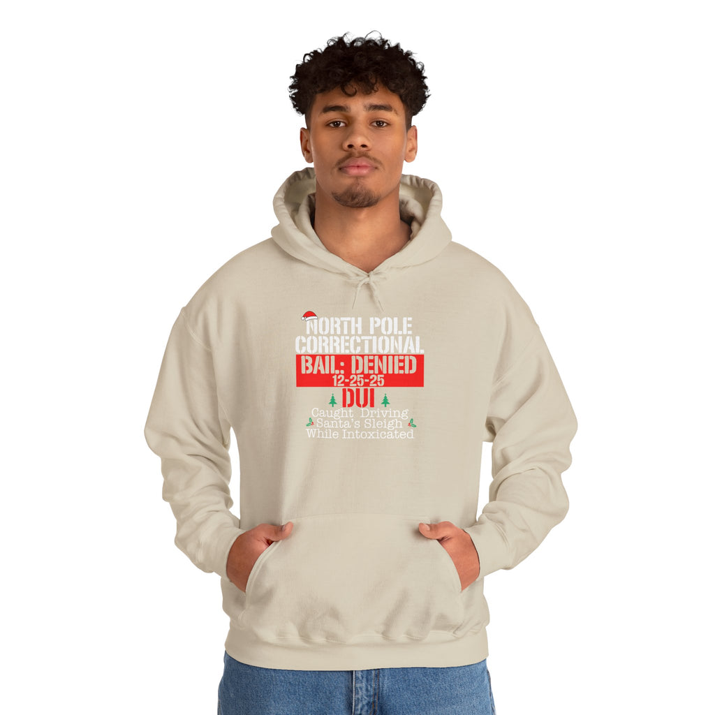 North Pole Correctional Hoodie - Unisex Heavy Blend™ Sweatshirt for Holiday Humor