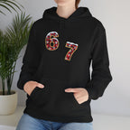 67 Floral Patch Hoodie – Vintage Number Graphic Hooded Sweatshirt