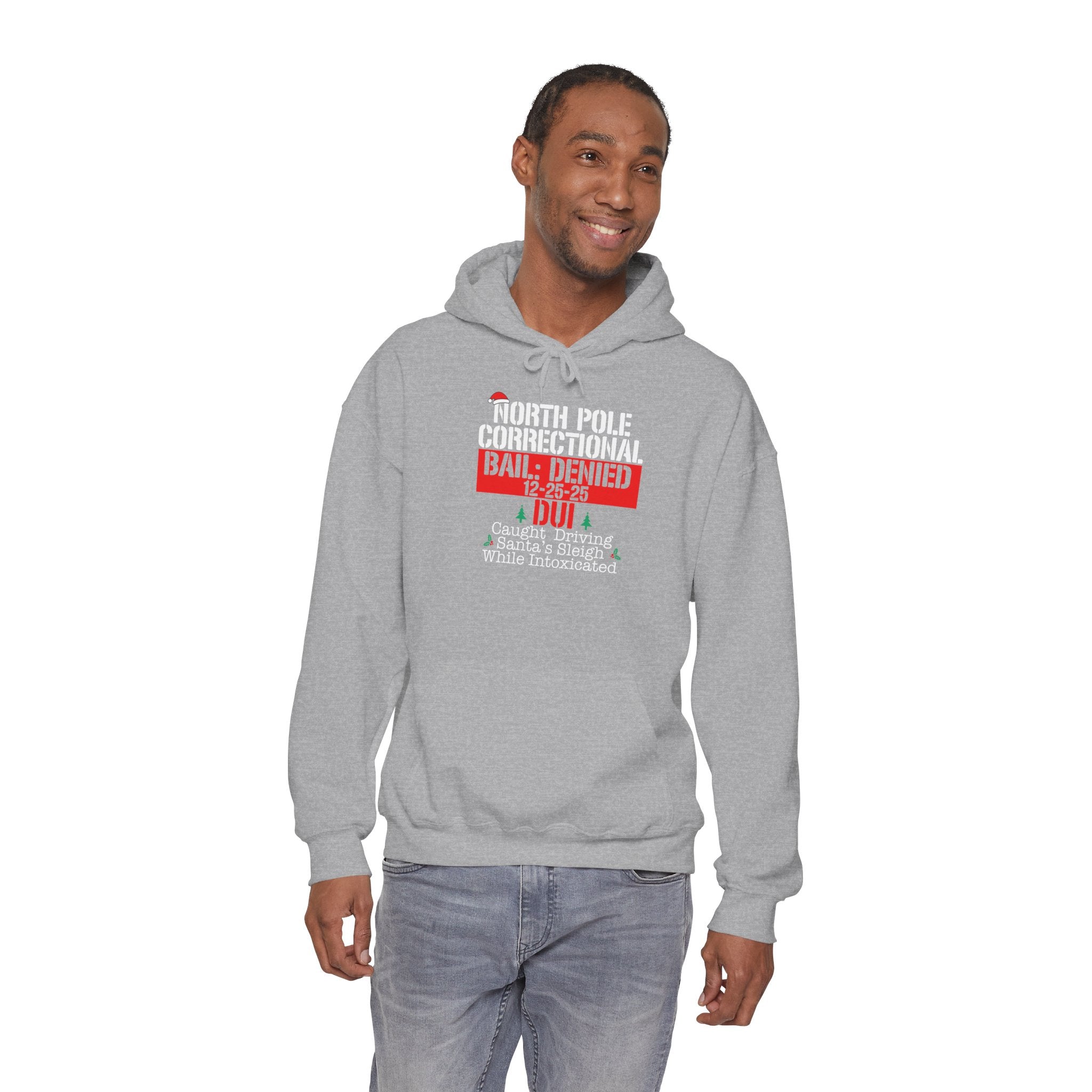 North Pole Correctional Hoodie - Unisex Heavy Blend™ Sweatshirt for Holiday Humor