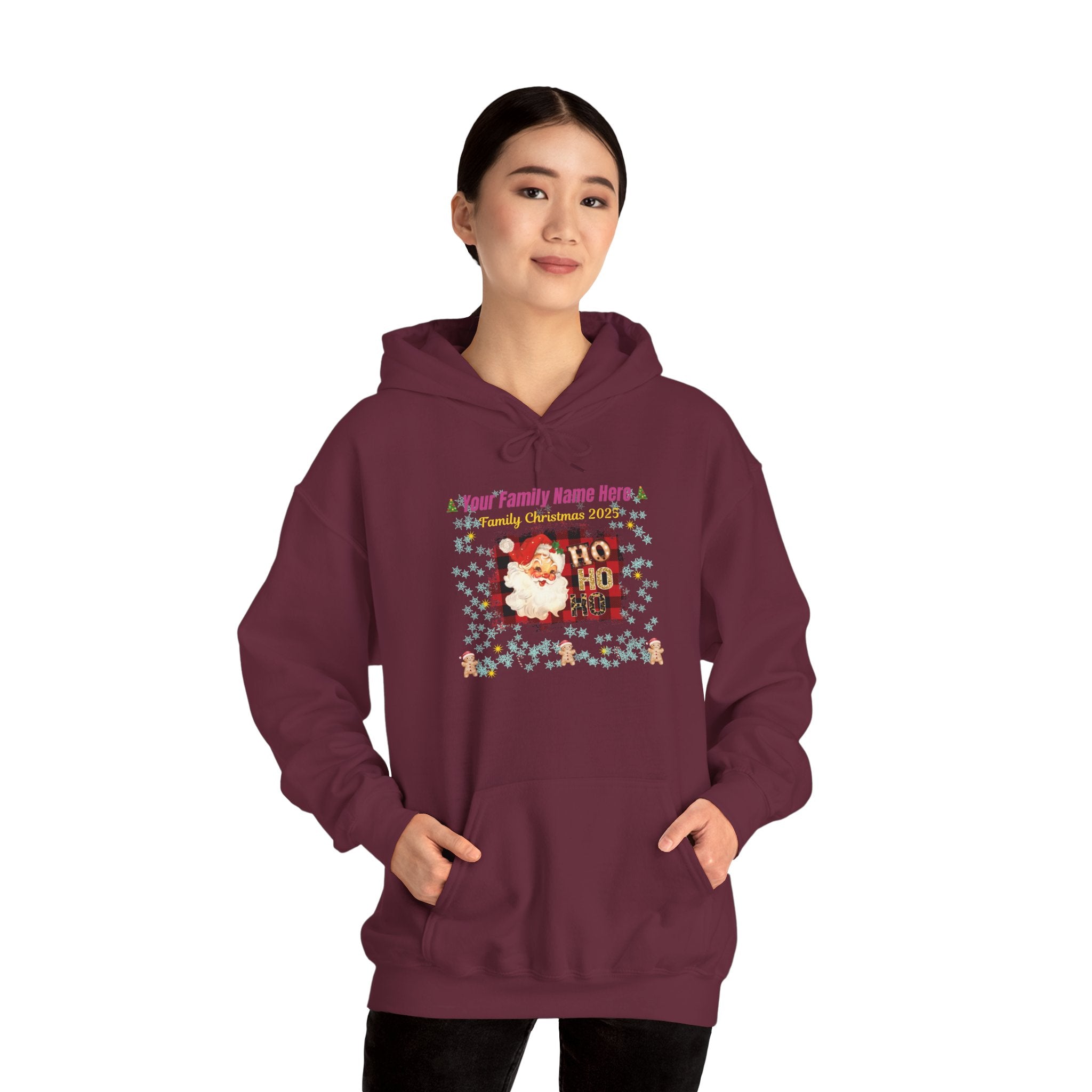 Personalized 'Ho Ho Ho' Santa Hoodie - Custom Family Name Christmas Sweatshirt