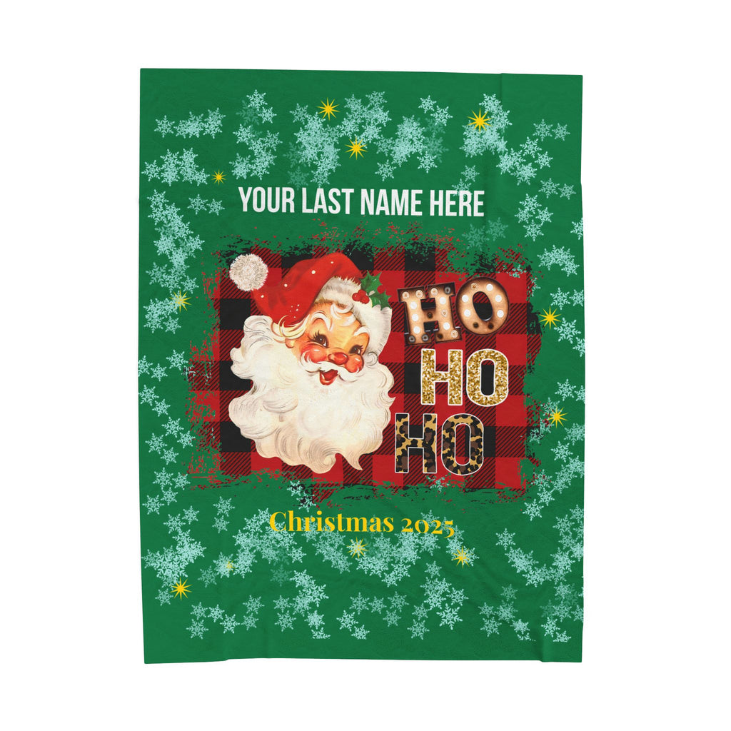 Personalized Christmas Santa Plush Blanket Large — 'Your Family Name Here' | Family Christmas 2025