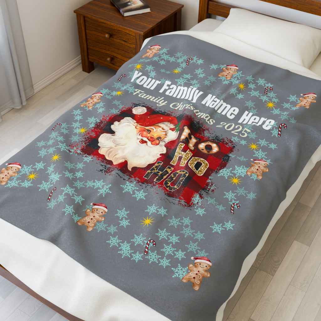 Personalized Christmas Santa Plush Blanket — 'Your Family Name Here' | Family Christmas 2025