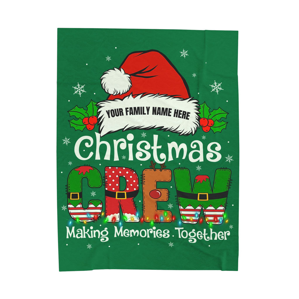 Personalized Christmas Crew Velveteen Plush Blanket Large — "Making Memories Together"