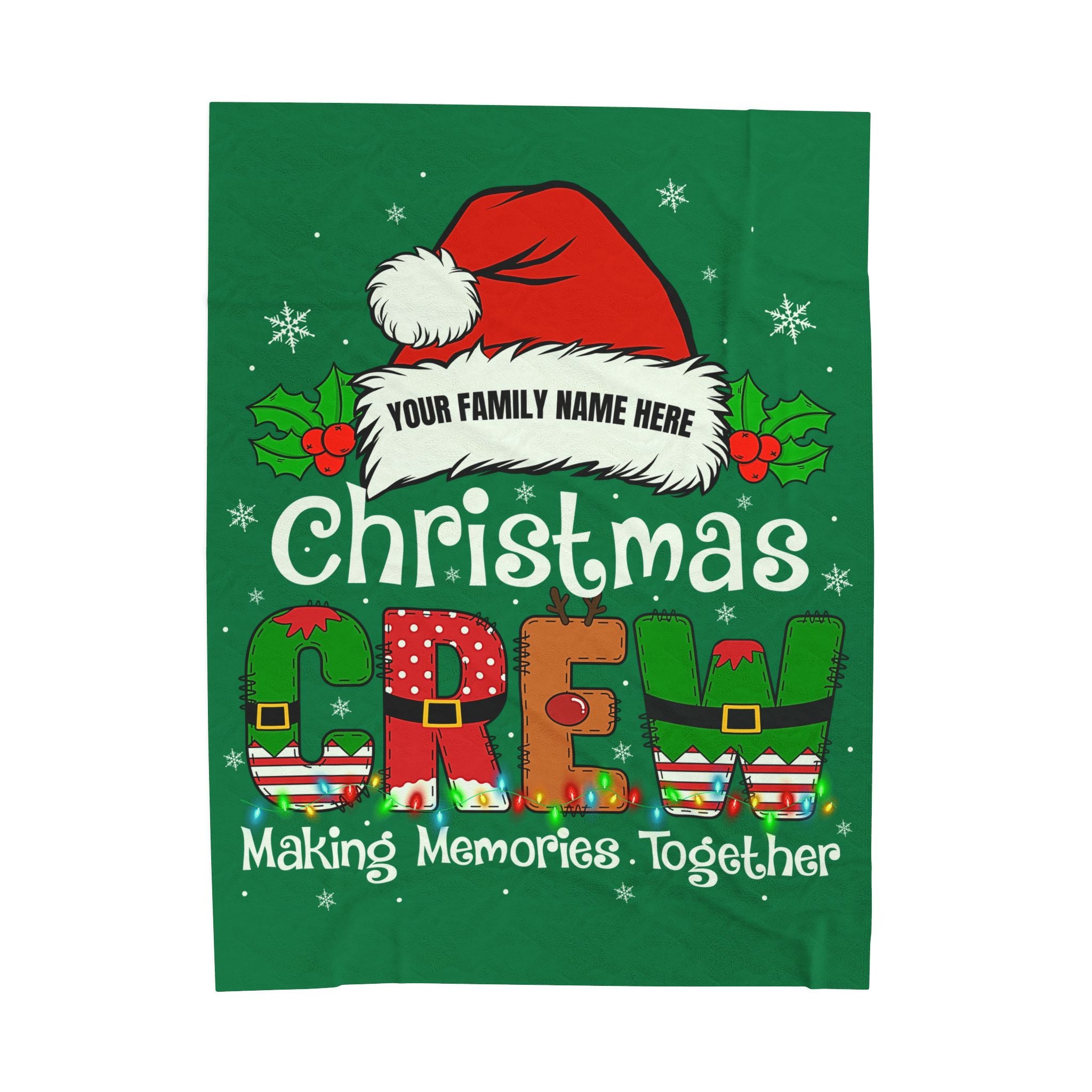 Personalized Christmas Crew Velveteen Plush Blanket Large — "Making Memories Together"